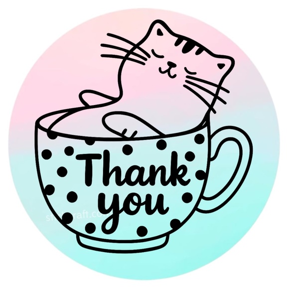 Thank You Cat Stickers Labels Boutique Packaging Thank You Seals - Picture 2 of 14